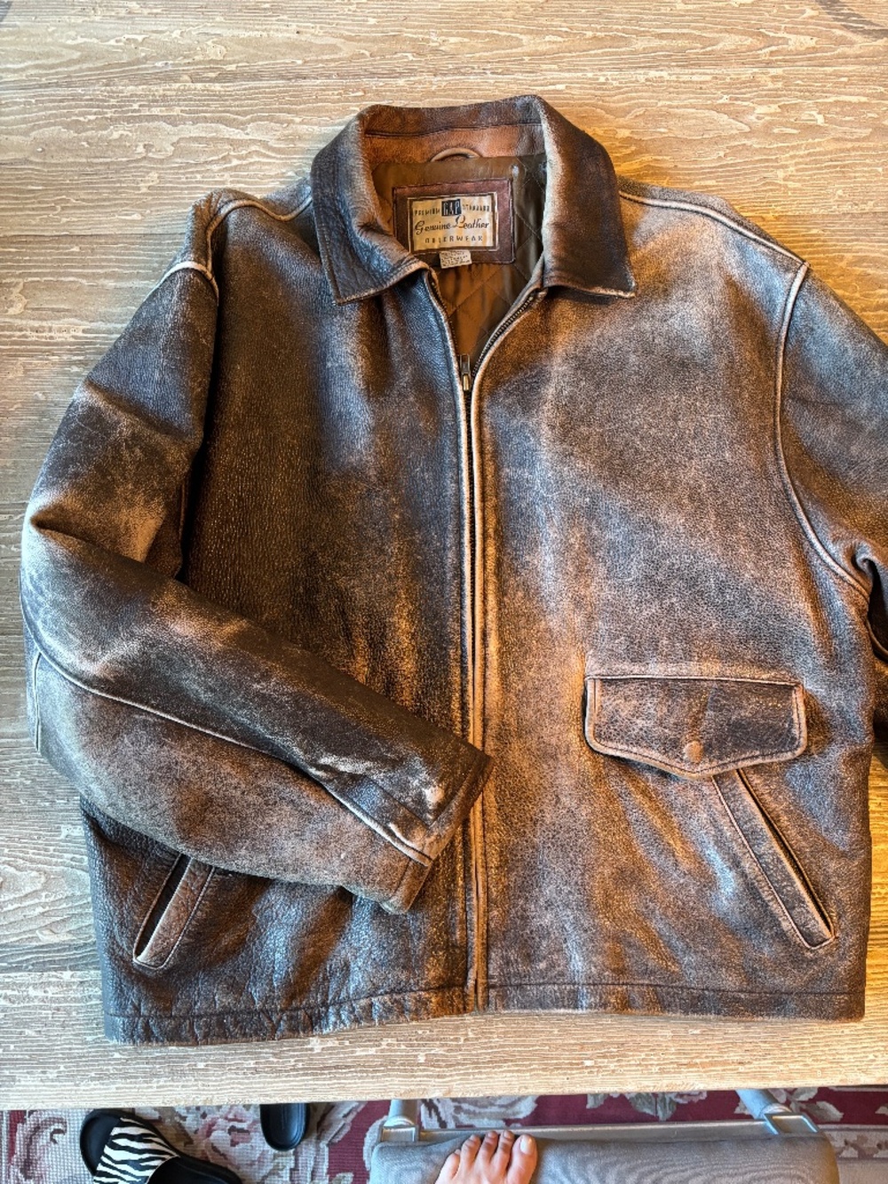 Vintage 90s Men's Gap Distressed Brown Leather Jacket, XL